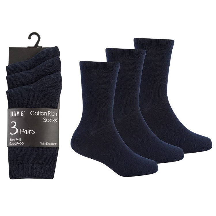 Picture of 42B396-BAY6-3 PACK HIGH QUALITY COTTON RICH SOCKS NAVY